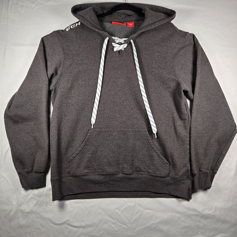 CCM Laced Hoodie Sweatshirt Unisex Large Gray Pullover Normcore Staple Autumn